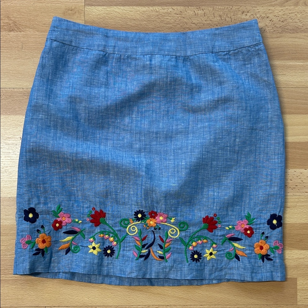 Talbots Women's A-Line Chambray Lined Skirt Size 6P NWOT